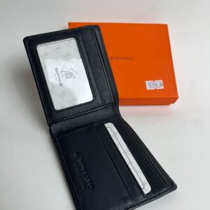 Premium Mens Mesh Leather Short Wallet Black