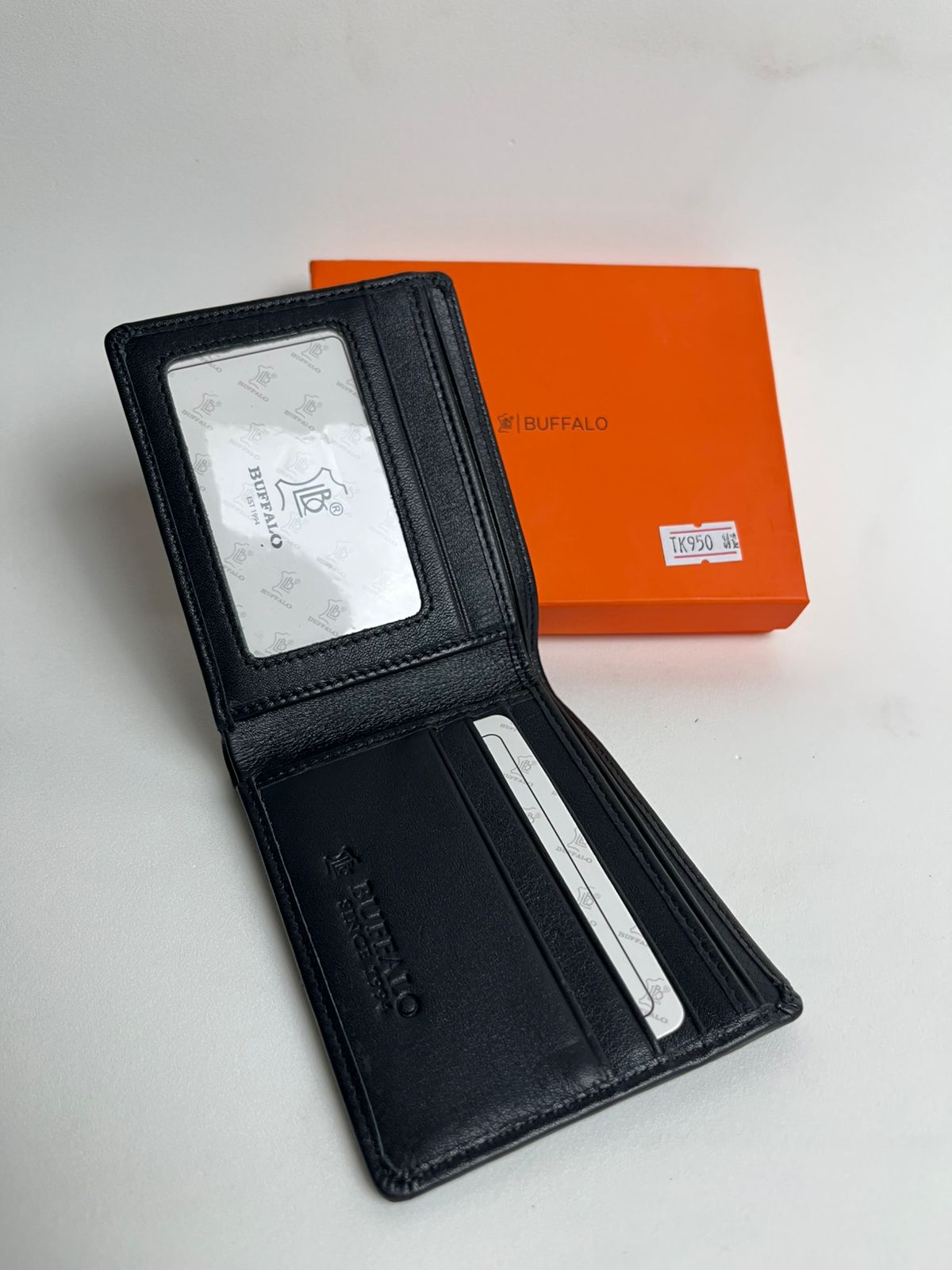 Premium Mens Mesh Leather Short Wallet Black