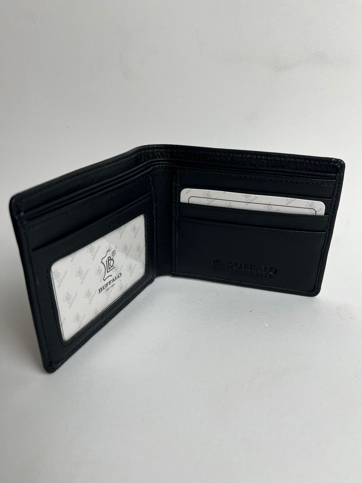 Premium Mens Mesh Leather Short Wallet Black - Image 3